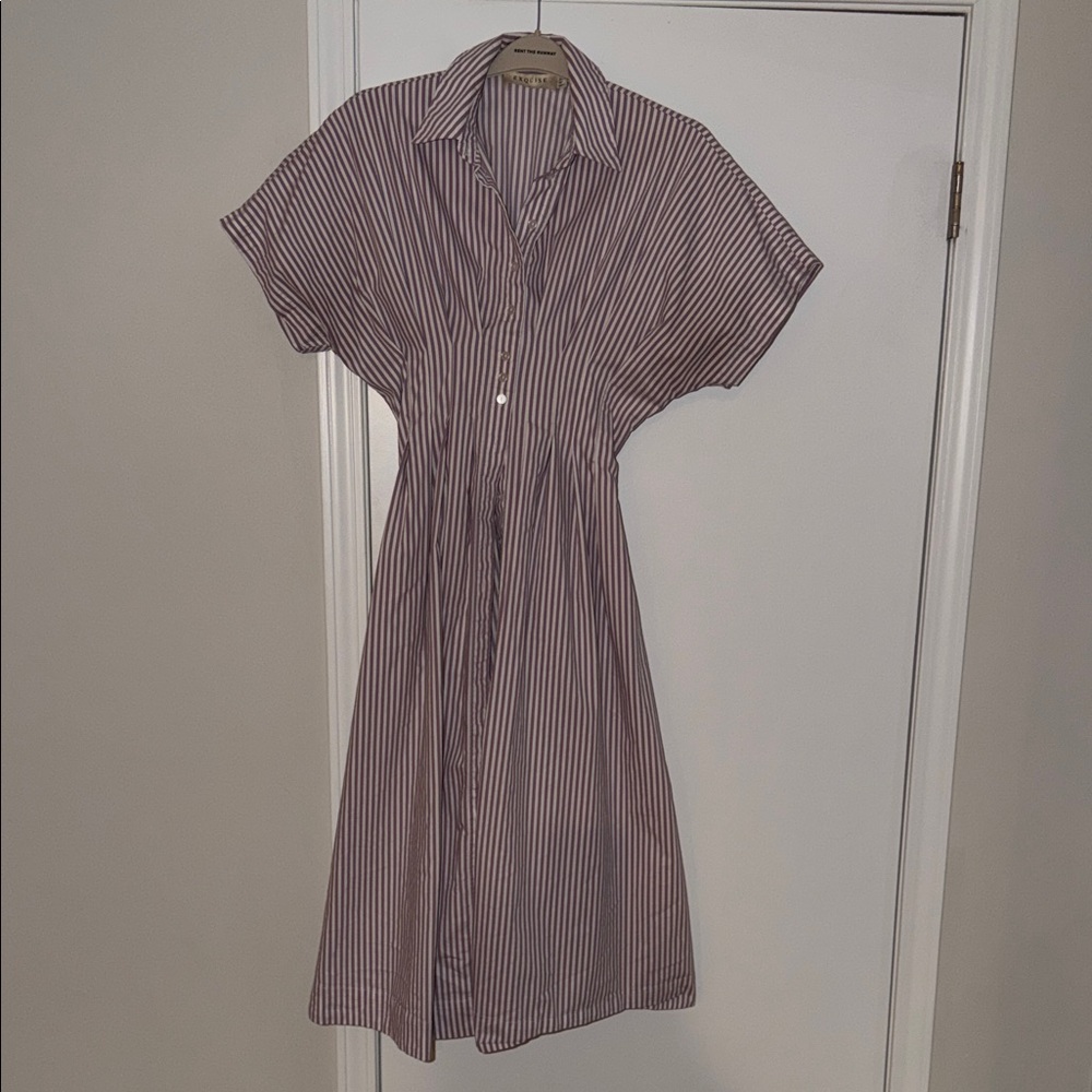 Anthropologie The Tobie Midi Shirt Dress in Purple Stripe